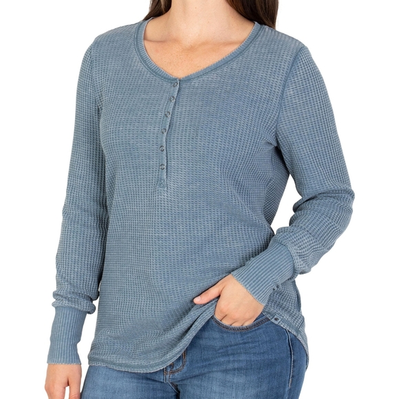NWT Seven7 Ladies S.Various Colors Waffle Henley Long Sleeve Top - Picture 6 of 12